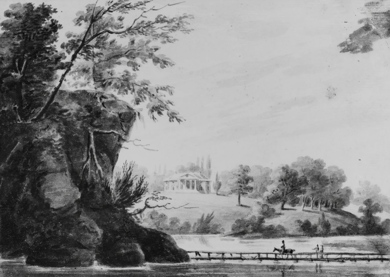 Utsikt över Morrisville, General Moreaus Country House i Pennsylvania..., Pennsylvania, 1811-ca. 1813. av Pavel Petrovic Svin