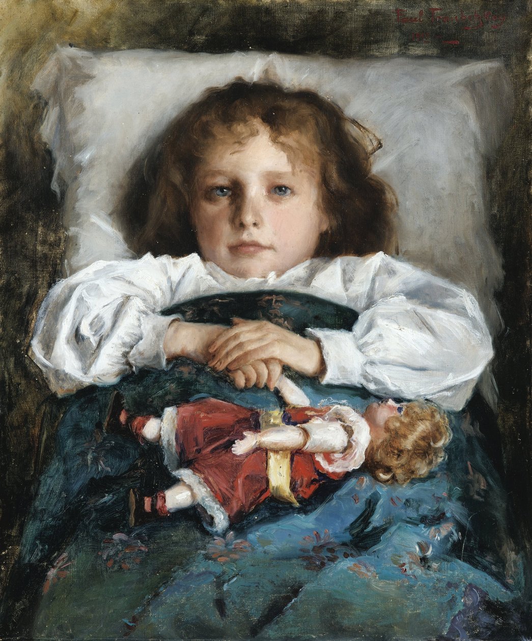 Barn med en docka av Trubetskoy (Troubetzkoy), Prins Pavel (Paul) Petrovich (1866-1938) av Pavel Petrovic Trubetskoy