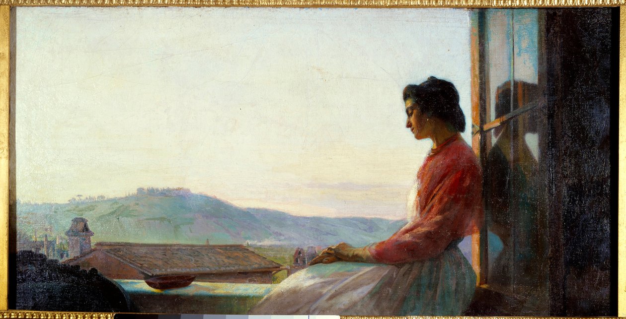 Jovanina sitter på fönsterstödet. Målning av Pavel Chistiakov (1832 - 1919) av Pavel Petrovich Chistyakov