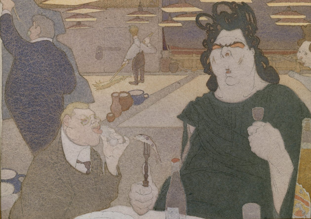 Fyodor Shalyapin karikatyr, 1910-talet av Pavel Yegorovich Shcherbov