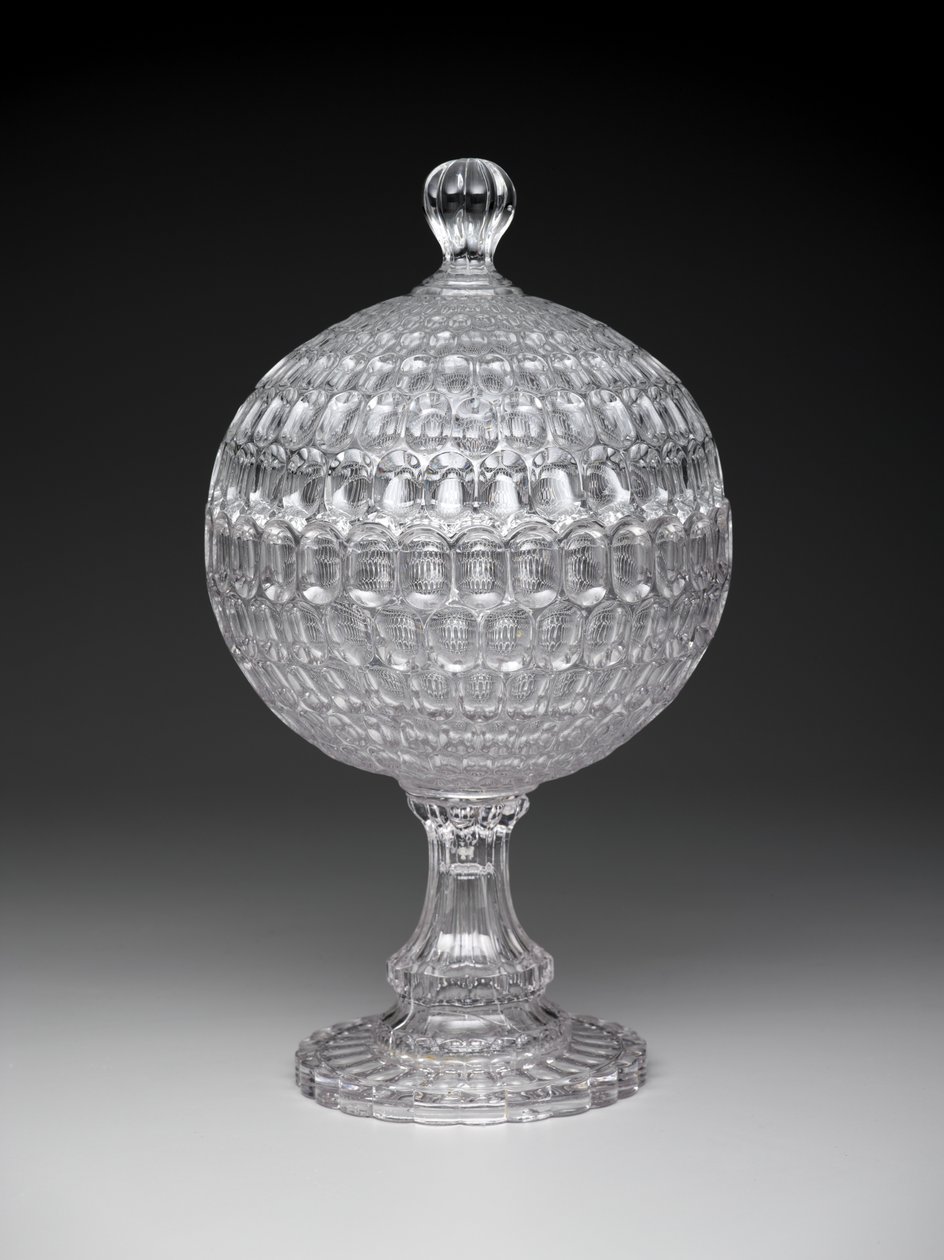 "Argus" täckt kompott, ca 1855-75 (pressat glas) av Pears and Co. Pittsburgh Bakewell