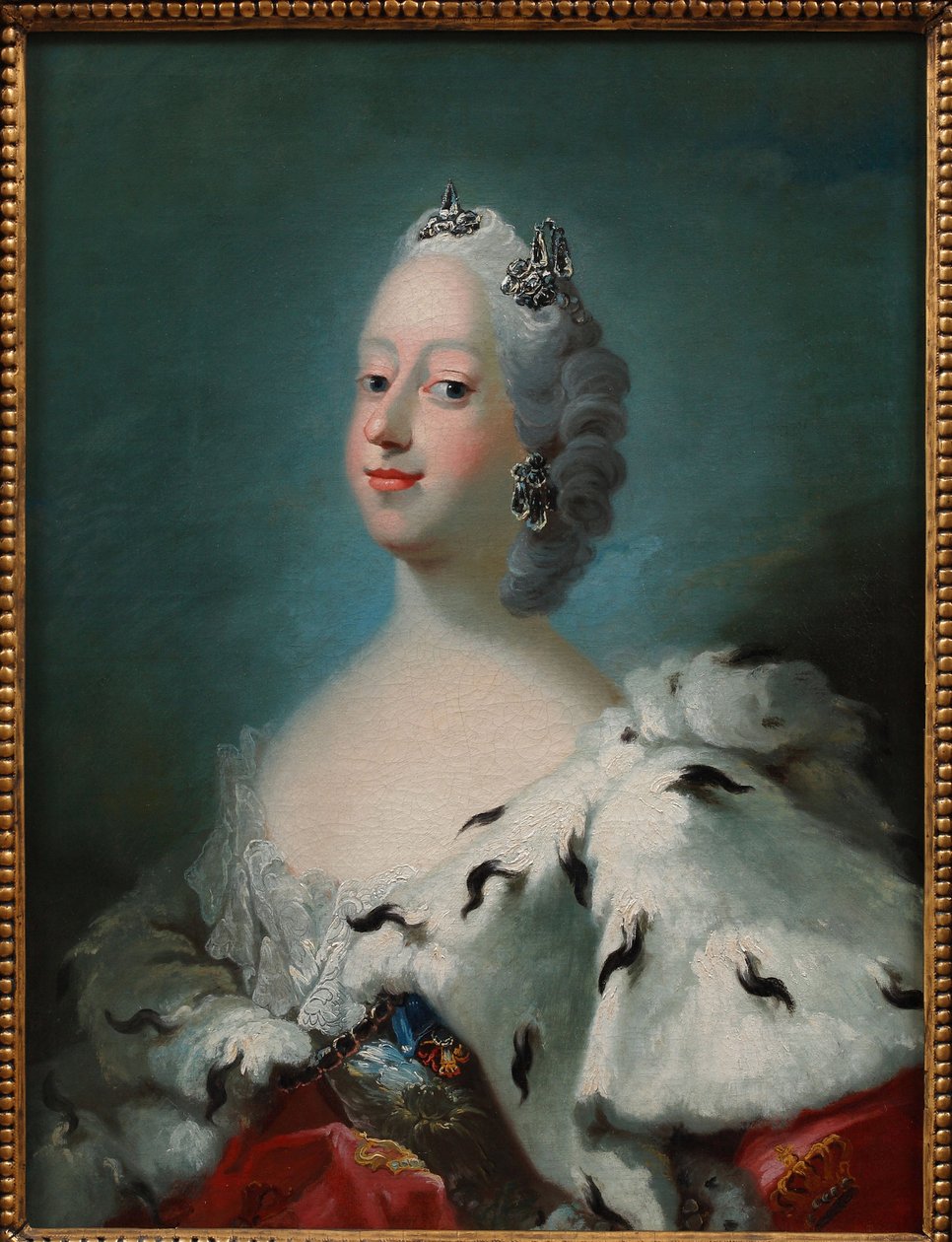 "" Porträtt av Louise från Storbritannien, drottning av Danmark (1724-1751) "" Målning av Peder ALS (1726-1776) runt 1750 David Collection av Peder Als