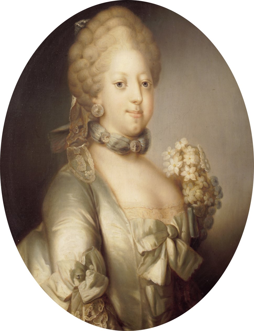 Porträtt av Caroline Matilda av Storbritannien 1751-1775, drottning av Danmark, ca 1767. av Peder Als