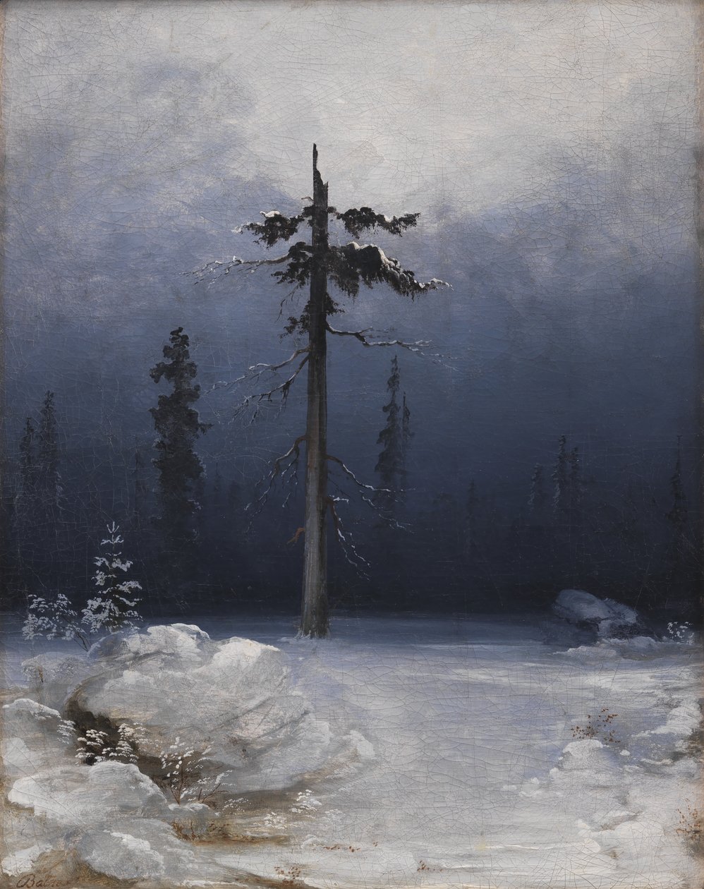 Träd i en vintrig skog av Peder Balke