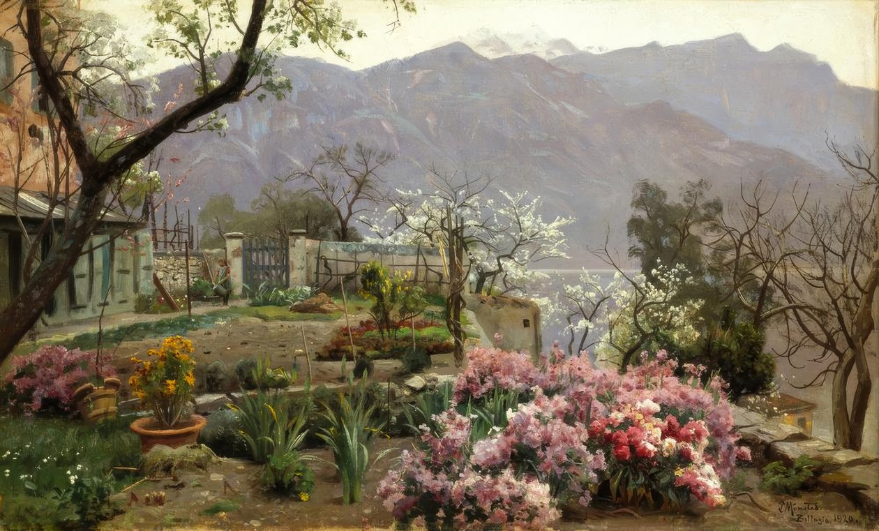 Blomsterträdgård nära Bellagio av Peder Monsted