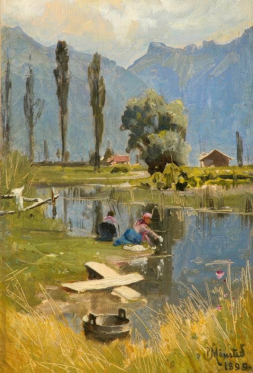P.Mönsted, tvättdag av Peder Monsted