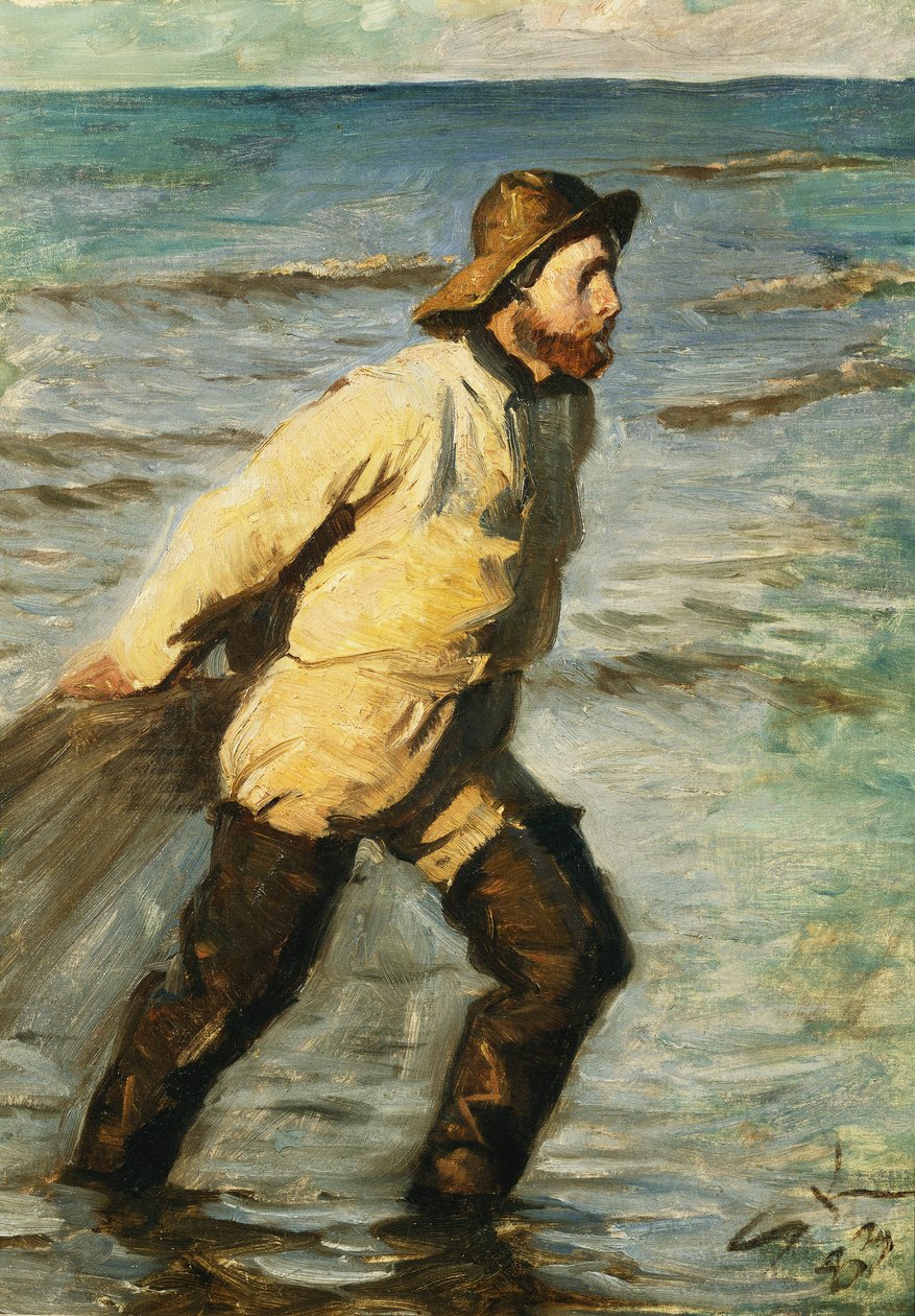 En fiskare som drar i sina nät, 1883 av Peder Severin Krøyer