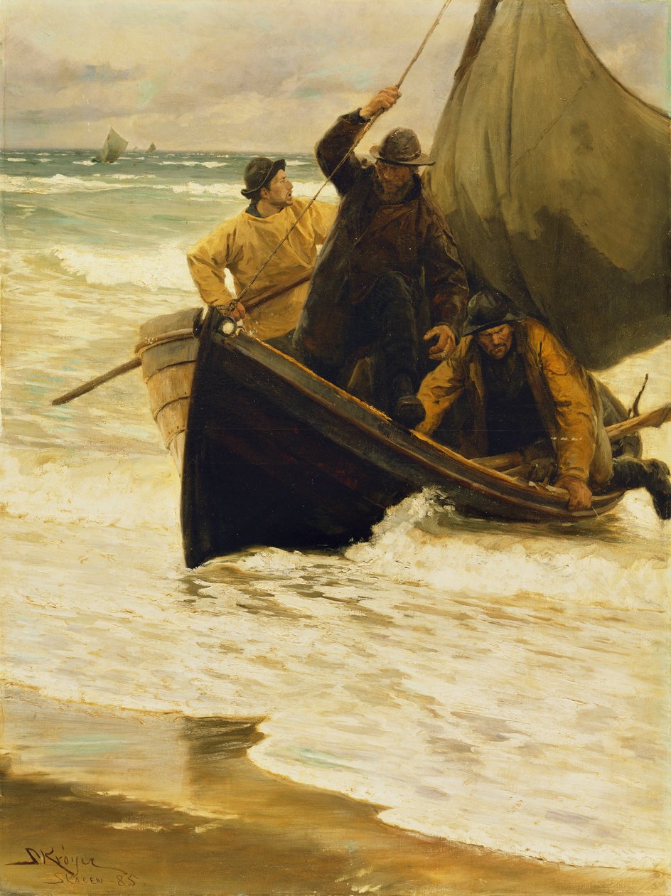 Fiskaren återvänder hem, Skagen, 1885 av Peder Severin Krøyer