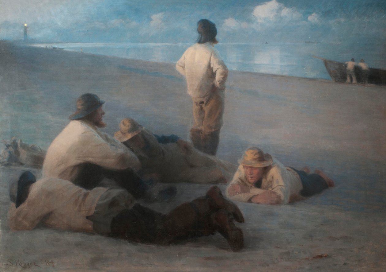 Sommarkväll på stranden i Skagen, 1884 (pastell på duk) av Peder Severin Krøyer