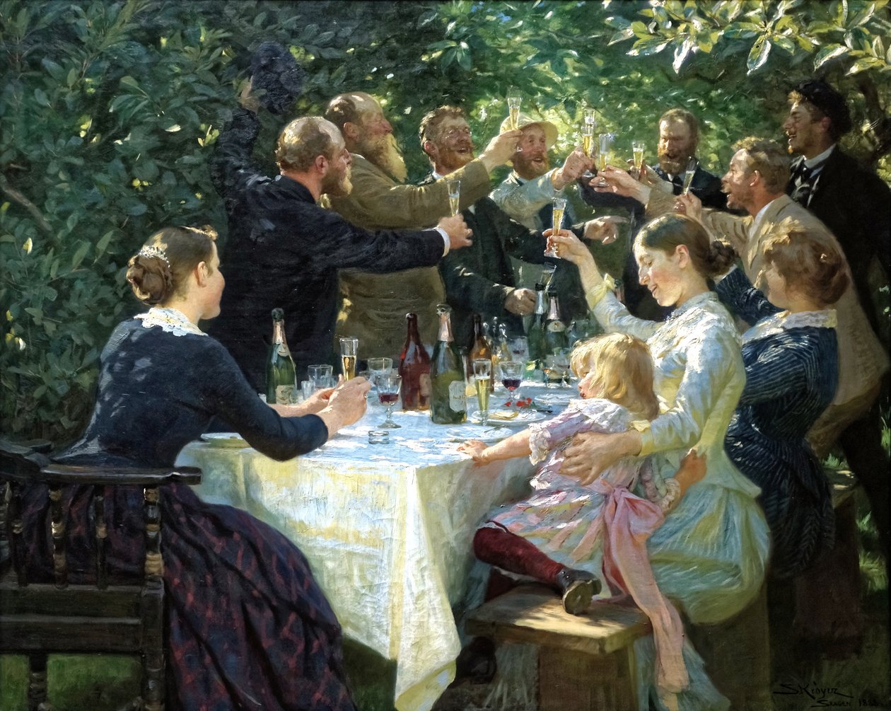 Danska:  Hip, hip, hurra! Konstnärsfest på Skagen Hip, Hip, Hurra! av Peder Severin Krøyer