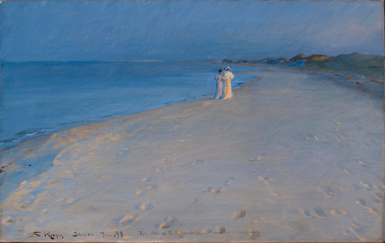 Sommarkväll på South Beach, Skagen. Anna Acher och Marie Krøyer av Peder Severin Krøyer