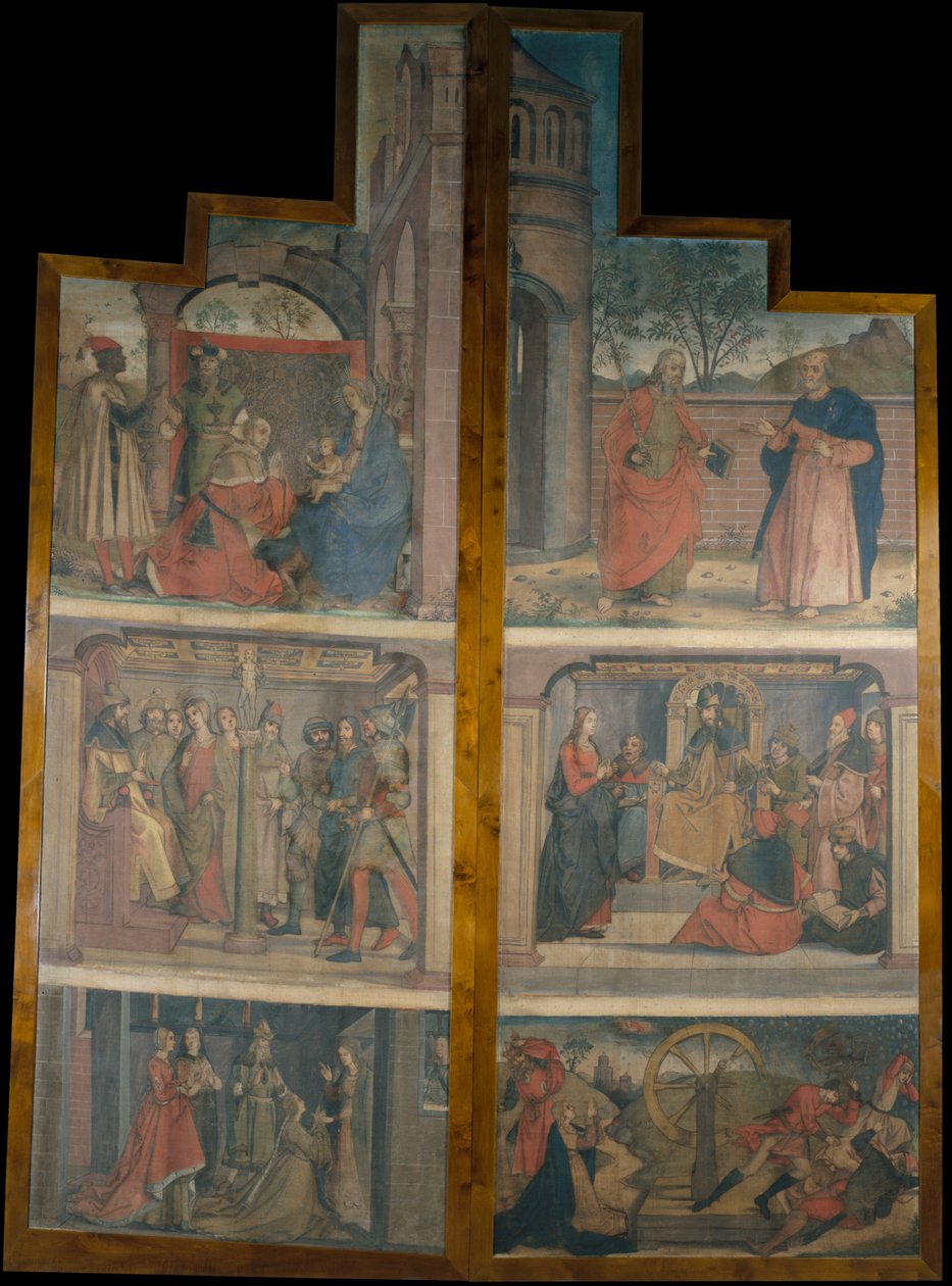 Doors of an altarpiece with scenes of saint Catherines life  av Pedro Berruguete