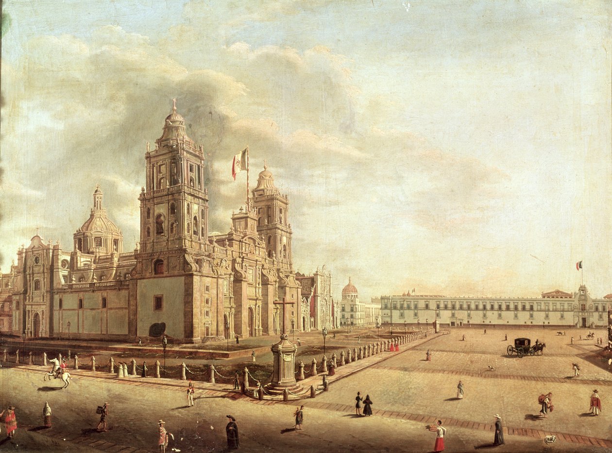 Metropolitan Cathedral och National Palace av Pedro Gualdi