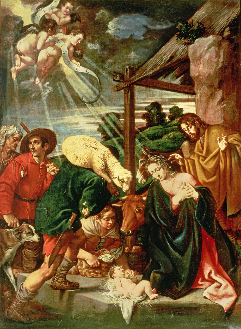 Tillbedjan av herdarna, 1600-talet av Pedro Orrente