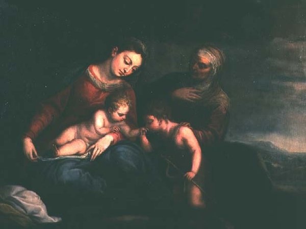 Jungfrun och barnet med St. Elizabeth och Johannes Döparen av Pedro Atanasio Bocanegra