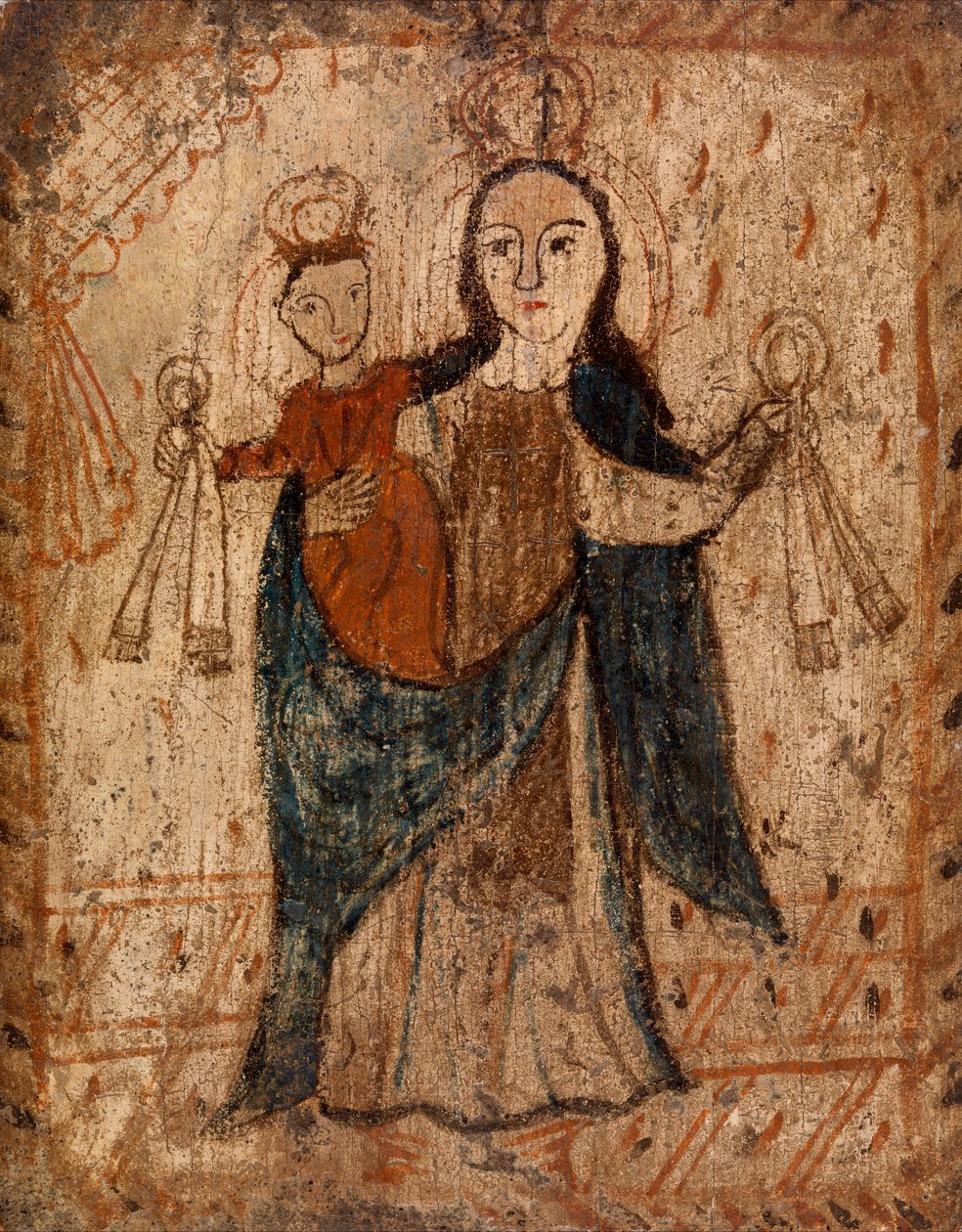 Our Lady of Mount Carmel, ca. 1749-1831 (vattenbaserad färg på träpanel) av Pedro Antonio Frésquis