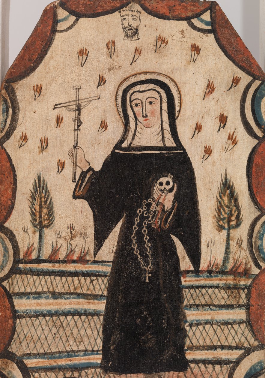 Saint Rita of Cascia, ca 1815 (vattenbaserad färg på träpanel) av Pedro Antonio Frésquis