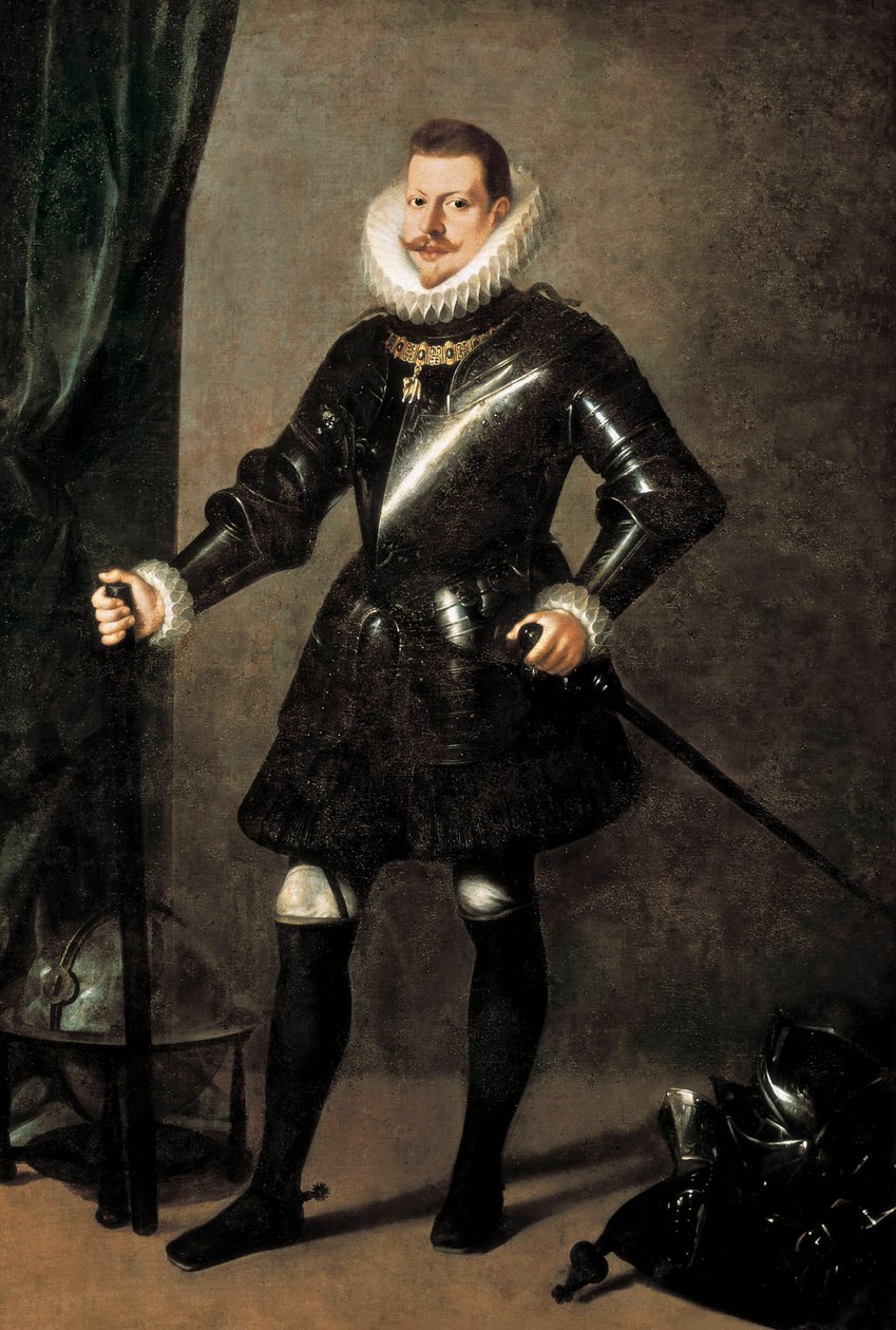 Porträtt av kung Filip III av Spanien (1578-1621) av Pedro Antonio Vidal