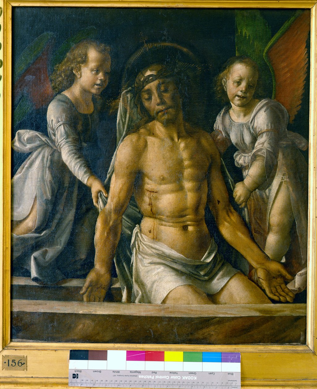 Kristus i graven mellan två änglar, ca 1480 av Pedro Berruguete