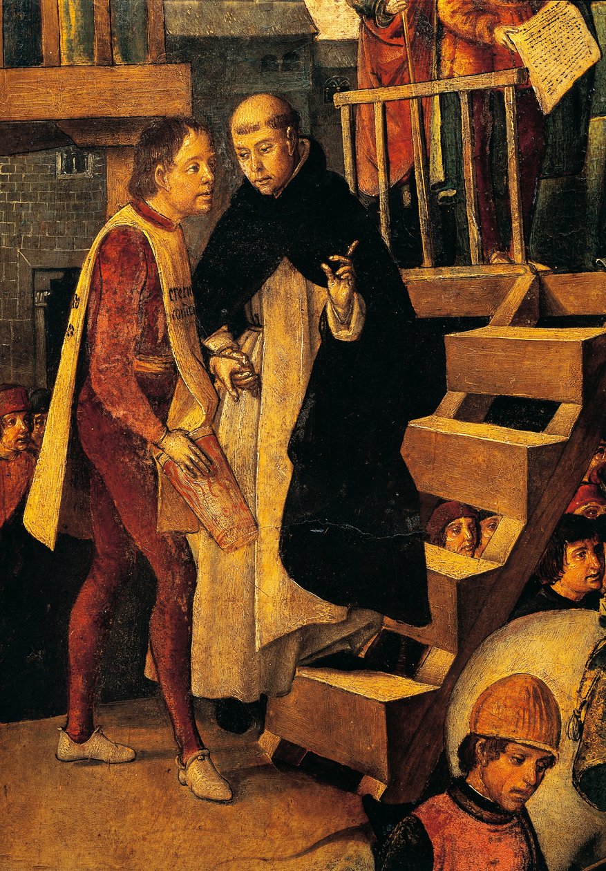 Dömd man går till inkvisitionsdomstolen, detalj från Autodafe som leds av San Domenico Guzman av Pedro Berruguete (cirka 1450-cirka 1504) av Pedro Berruguete