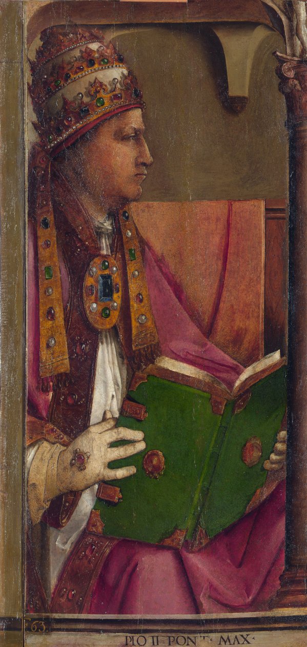 PIE II - Påven Pius II par Berruguete, Pedro (1450-1503). Olja på trä, storlek: 116x52, ca. 1473-1475, National Gallery of the Marches, Urbino av Pedro Berruguete