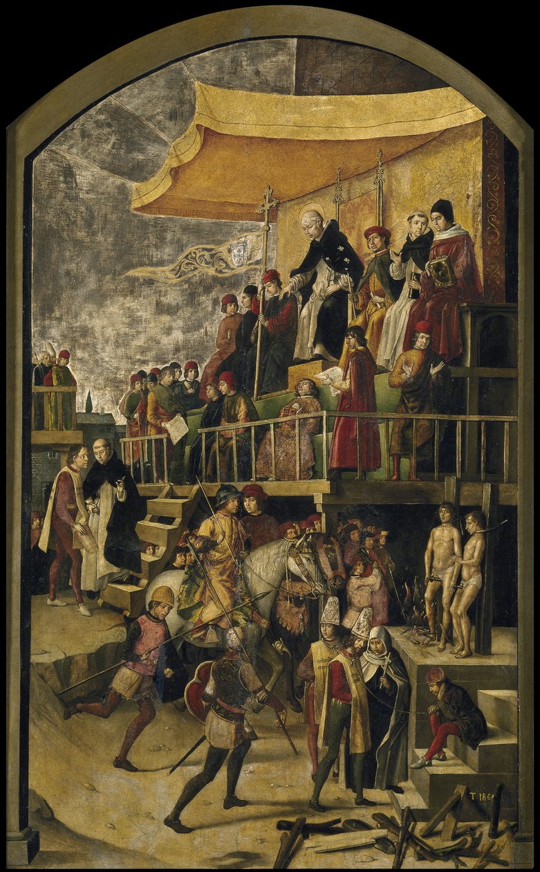 Saint Dominic presiderar över en Auto da Fe, ca. 1495 av Pedro Berruguete