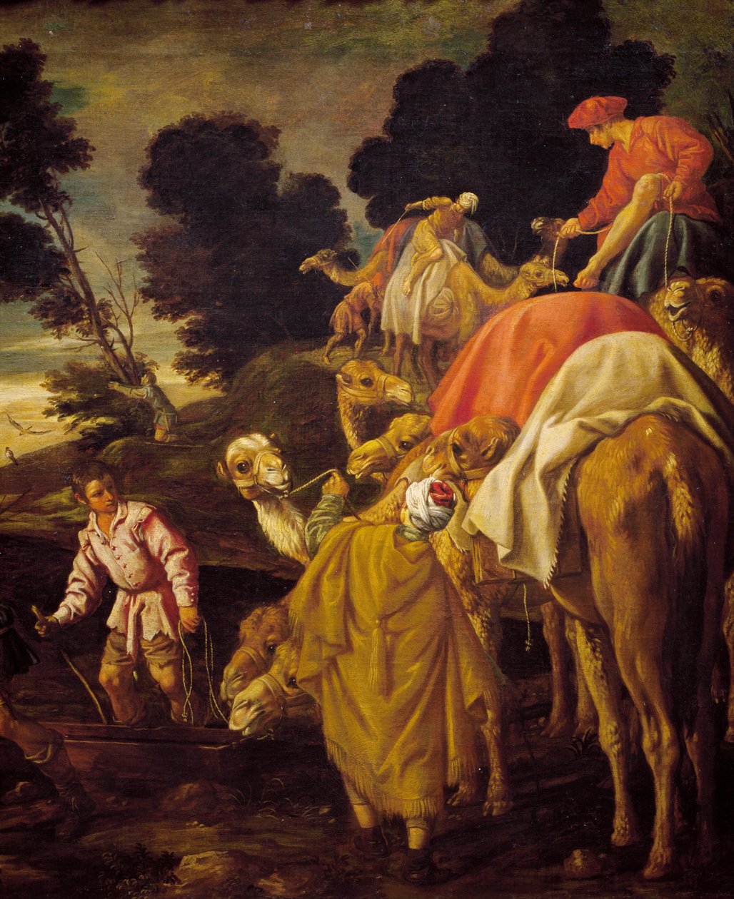 Karavan av kameler, detalj från Rebecca lät Eliezer dricka vid brunnen, målning av Pedro Orrente (cirka 1580-1645), Spanien av Pedro Orrente