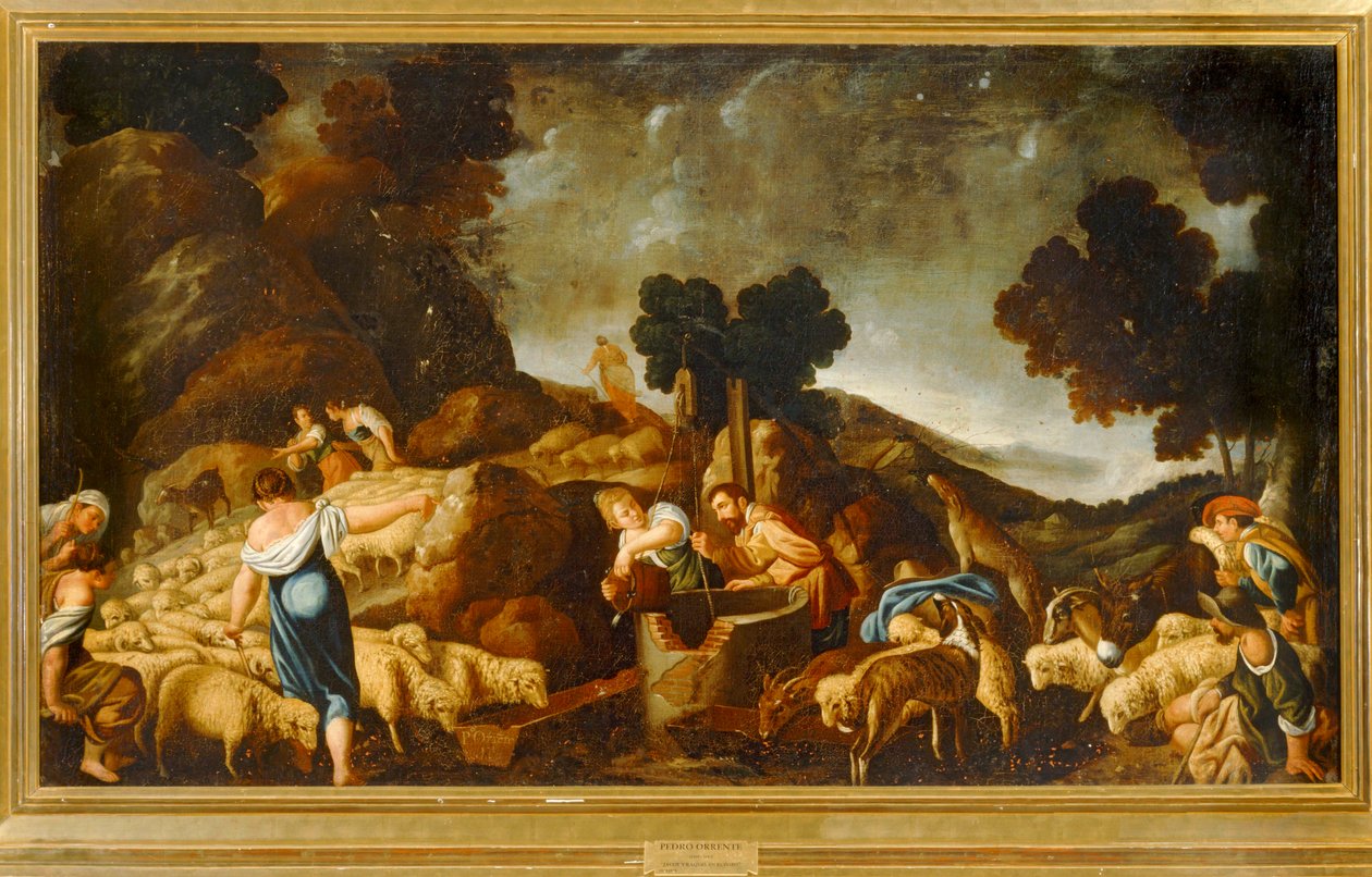 Rakel och Jakob vid brunnen ... (olja på duk) av Pedro Orrente