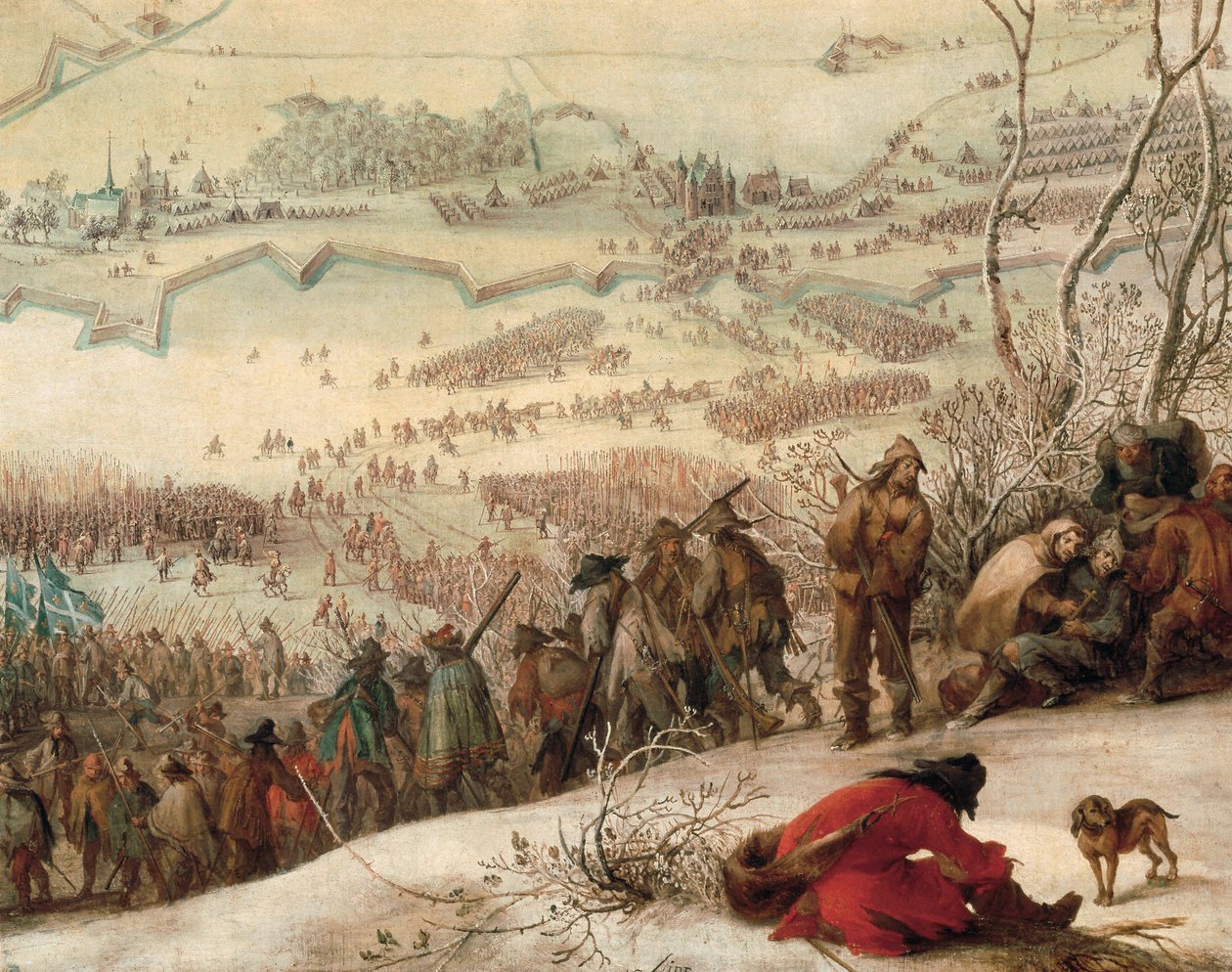 Belägring av Aire på liljan (Aire-sur-la-Lys i departementet North Pas de Calais) av den spanska väpnade 1641. Detalj. Målning av Peter Snayers (1592-1667). 1653. av Peeter Snayers