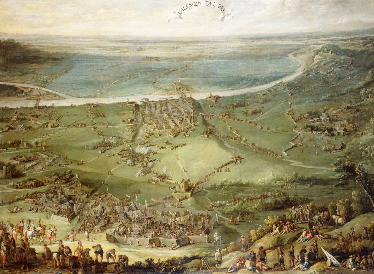 De spanska och kejserliga trupperna besegrade av Frankrike och Savojen vid Valenza Po, av Peeter Snayers