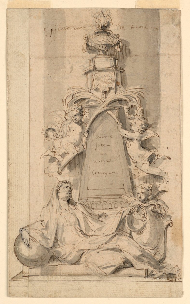 Design för monument för van der Cammen-Henriques i kyrkan St. Gumarus, Lier av Peeter Verbrugghen II