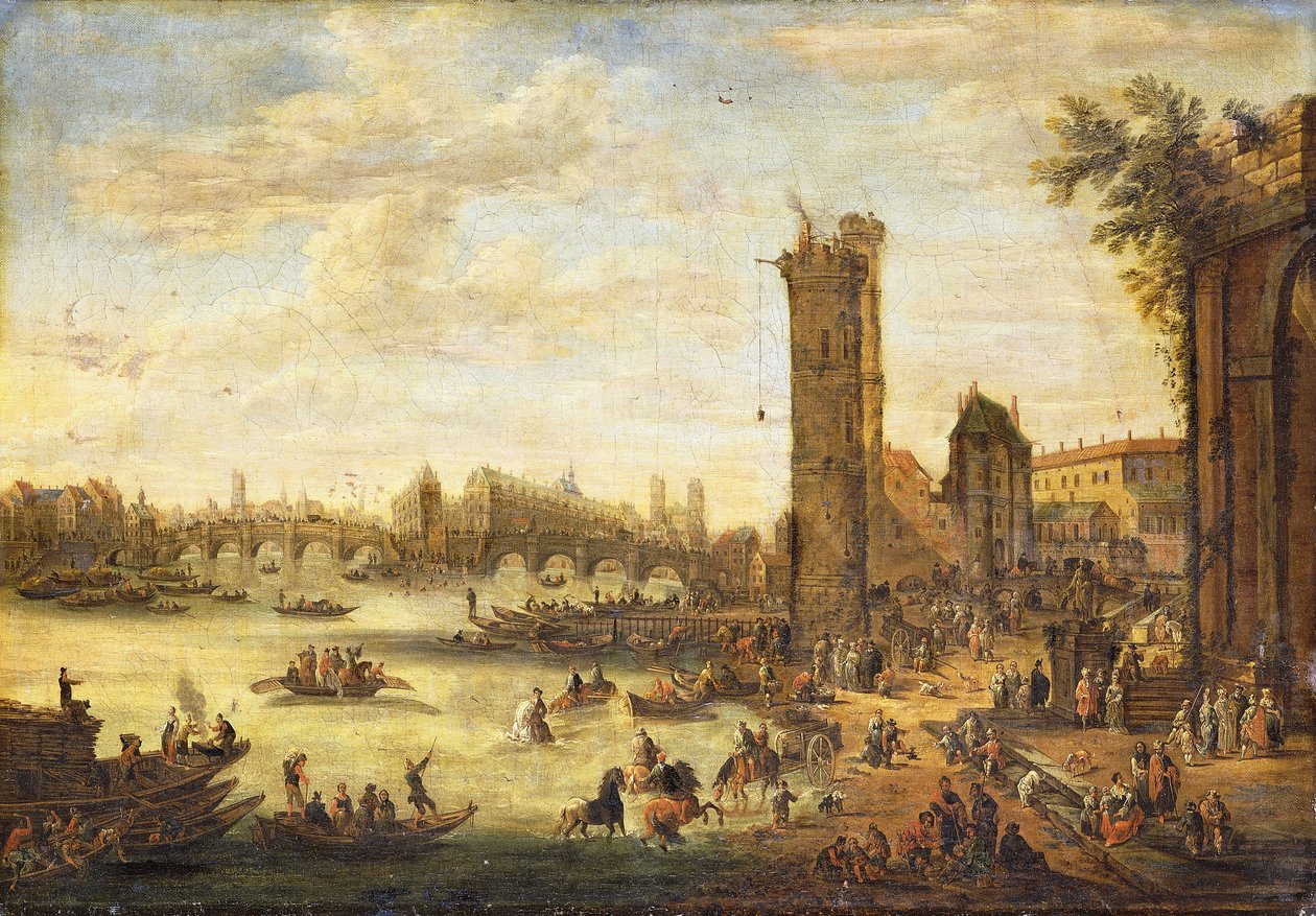 En utsikt över Paris med utsikt mot Ile de la Cite och Pont Neuf, 1671-77 av Peeter or Pieter Bout