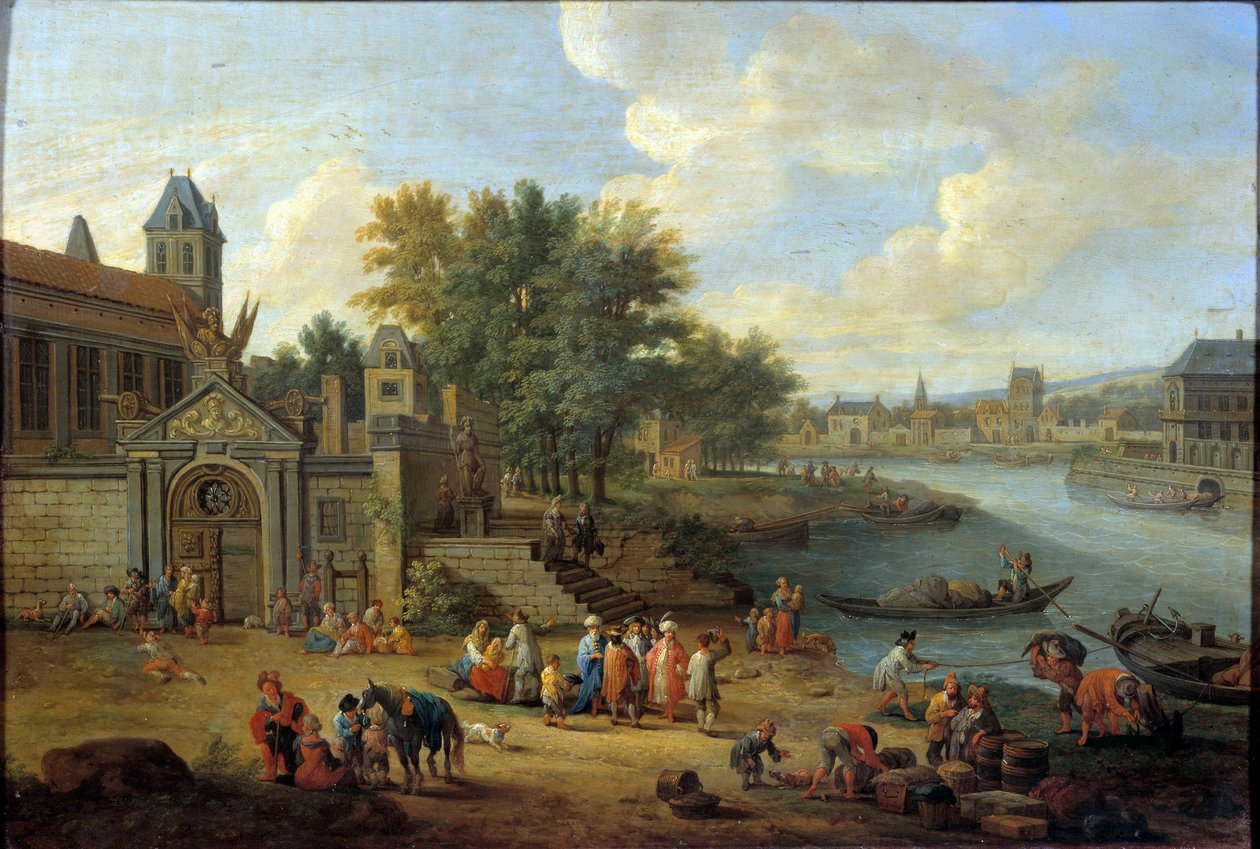 Ingången till arsenalen, ön Louviers och spetsen av ön Saint Louis i Paris omkring 1670 Målning av Peeter Bout (1658-1719) 1600-talets sön. 0,41x0,56 m Paris, Musee Carnavalet av Peeter or Pieter Bout