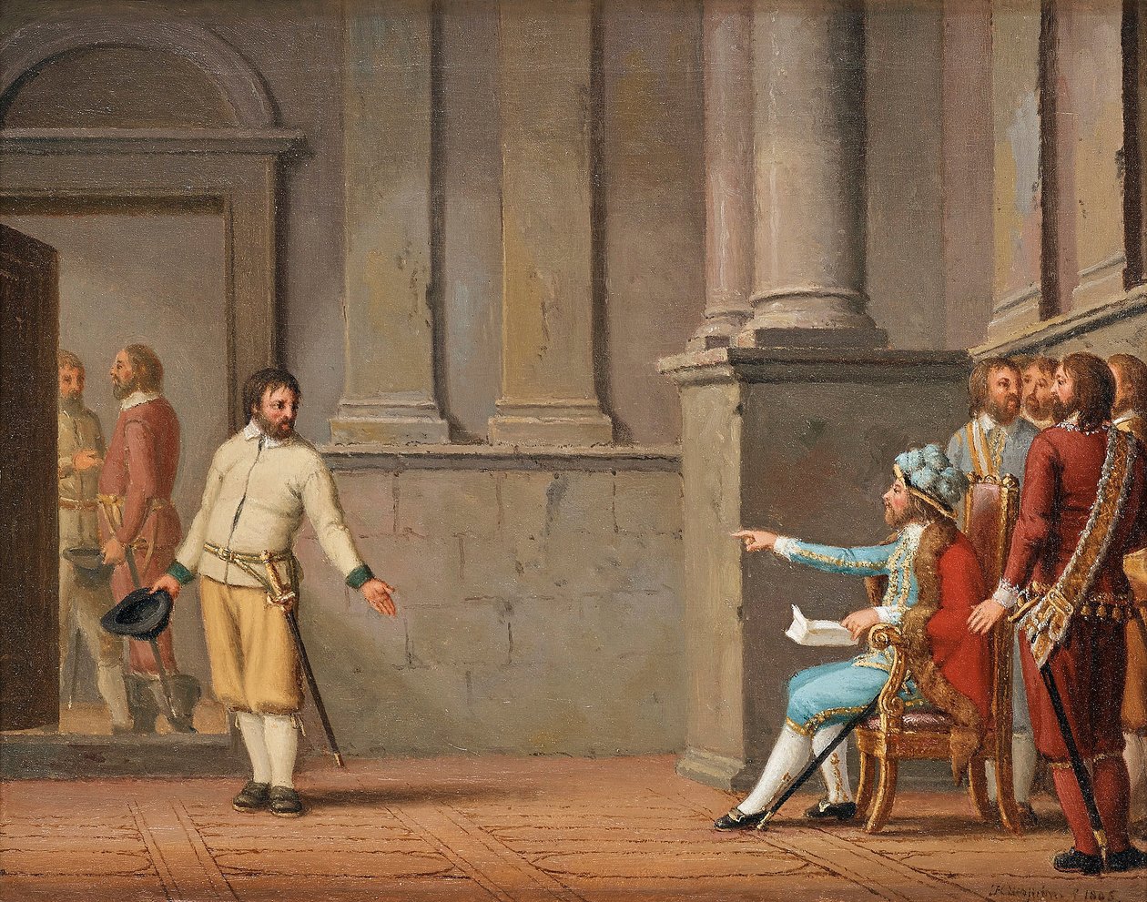 Engelbrekt Engelbrektsson (vers 1390-1436) före Eirik III (Eric de Pomeranie) (1382-1459) - Peinture de Pehr Hillestroem (1732-1816) av Pehr Hilleström