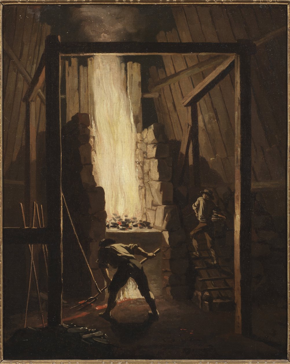 Interieur de la fonderie de cuivre a Falun (Mocka) - Koppargjuteriets inredning i Falu, av Lillestroem, Pehr (1732-1816). Olja på duk av Pehr Hilleström