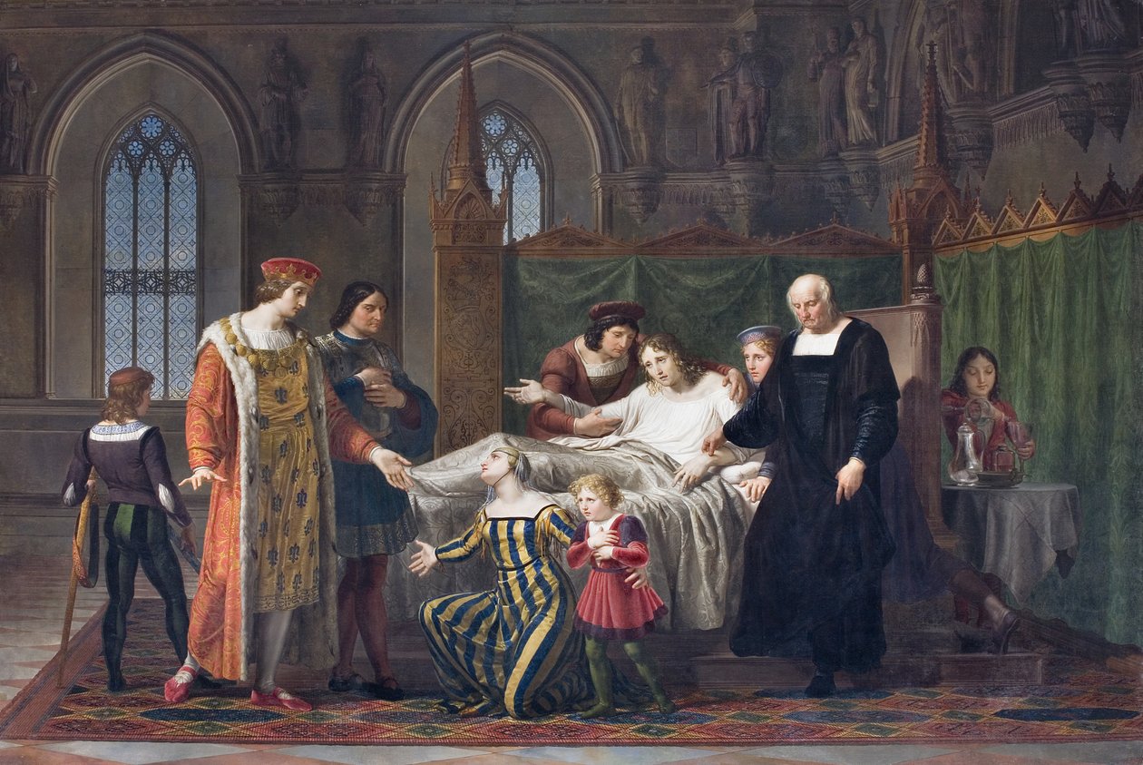 Charles VIII besökte Gian Galeazzo Sforza i slottet Pavia, 1822 (oi on canvas) av Pelagio Palagi