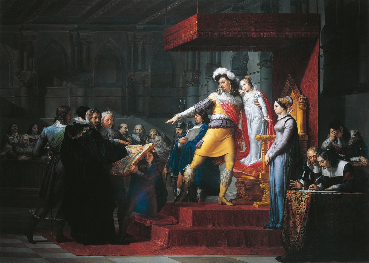 Gustav II Adolf Vasa avlägger trohetsed till sin dotter Cristina, av Pelagius Pelagi (1775-1860), olja på duk av Pelagio Palagi