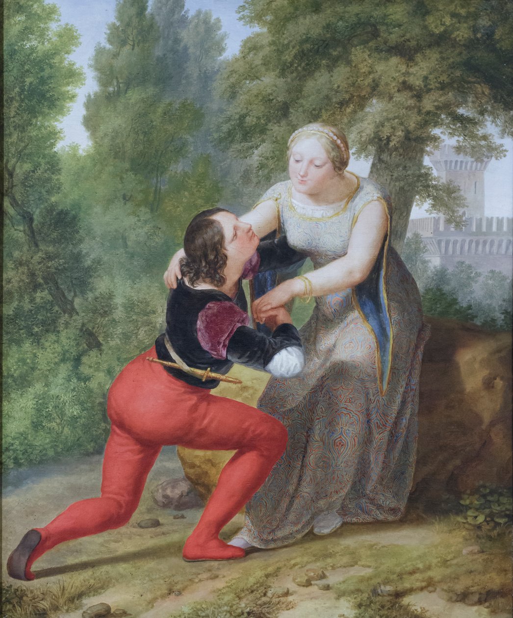 Orombello och Beatrice di Tenda i slottet Binasco (olja på duk) av Pelagio Palagi