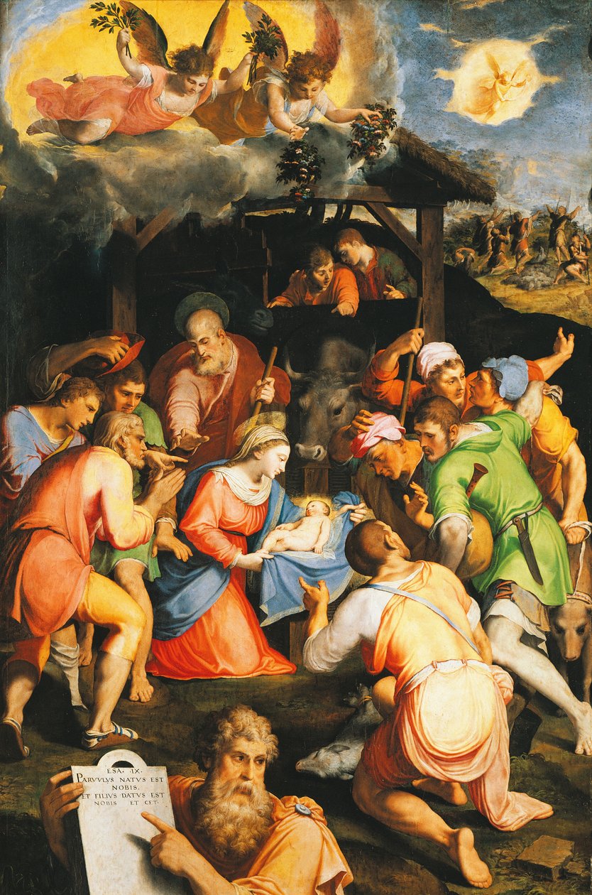 Adoration of the Shepherds, na Pellegrino Tibaldi (1541-1583)swed av Pellegrino Tibaldi