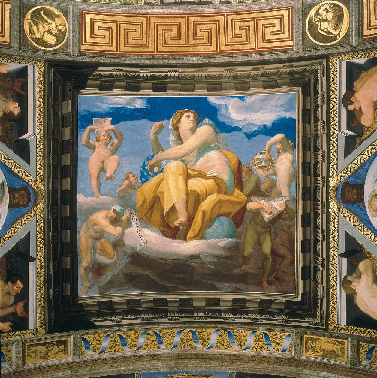 Personifiering av astrologi, Fresco som ingår i en serie av 7 liberal arts av Pellegrino Tibaldi