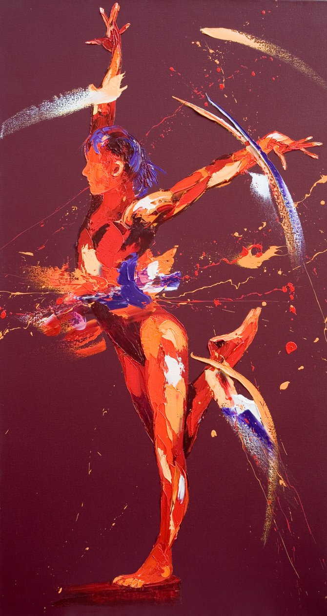 Gymnast Eight, 2011 (olja på duk) av Penny Warden