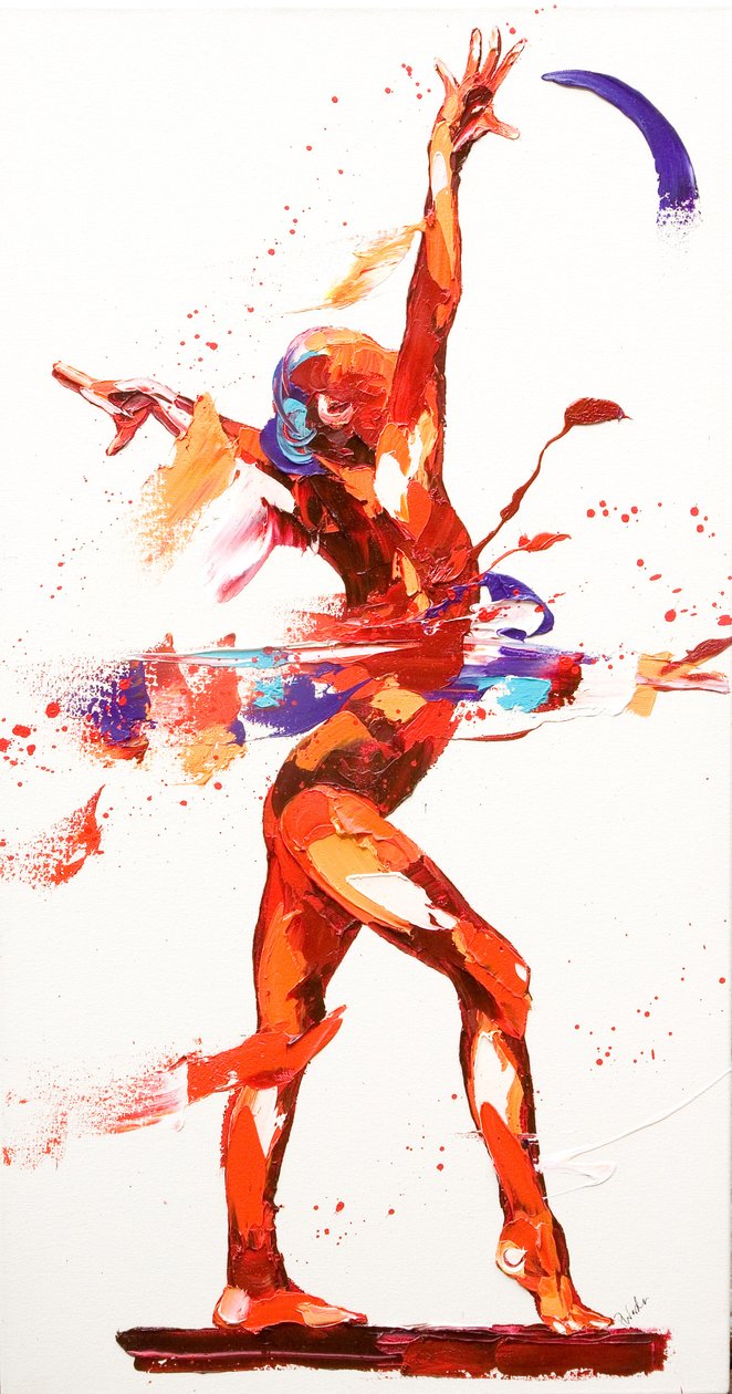 Gymnast Four, 2010 (olja på duk) av Penny Warden