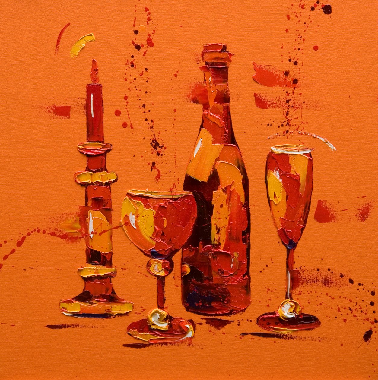 Stilleben i orange, 2005 (olja på duk) av Penny Warden