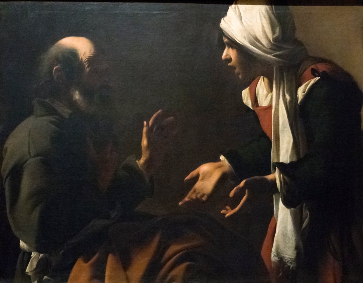 The Denial of Saint Peter (olja på panel) av Pensionante de Saraceni
