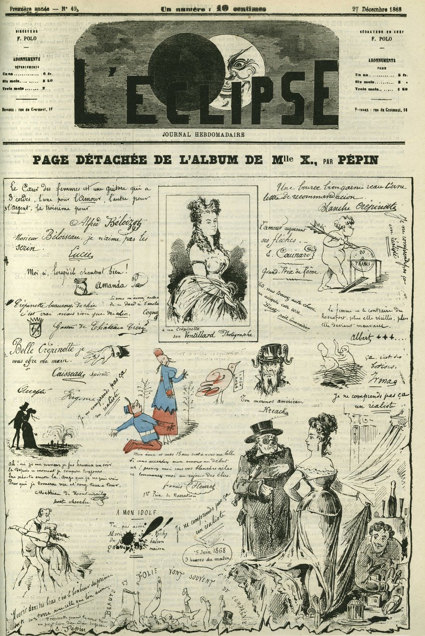 Fristående sida av Mademoiselle X. Omslag i "" L