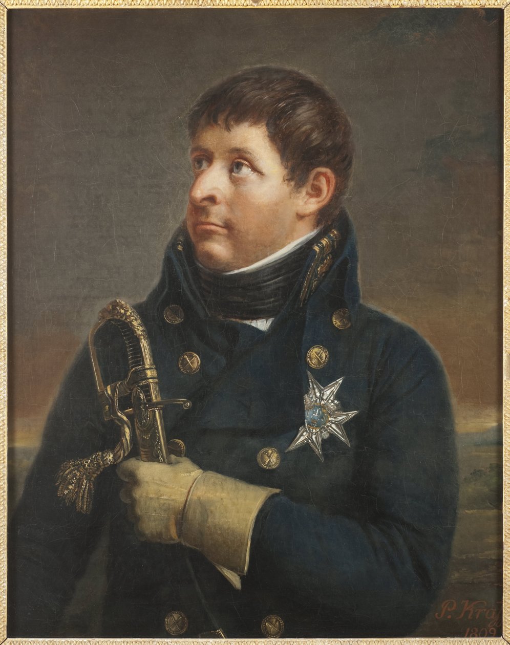Le prins Charles Auguste de Suede, dansk general - Porträtt av Christian August av Schleswig-Holstein-Sonderburg-Augustenborg (1768-1810), av Krafft, Per, den yngre (1777-1863). Olja på duk av Per  Krafft