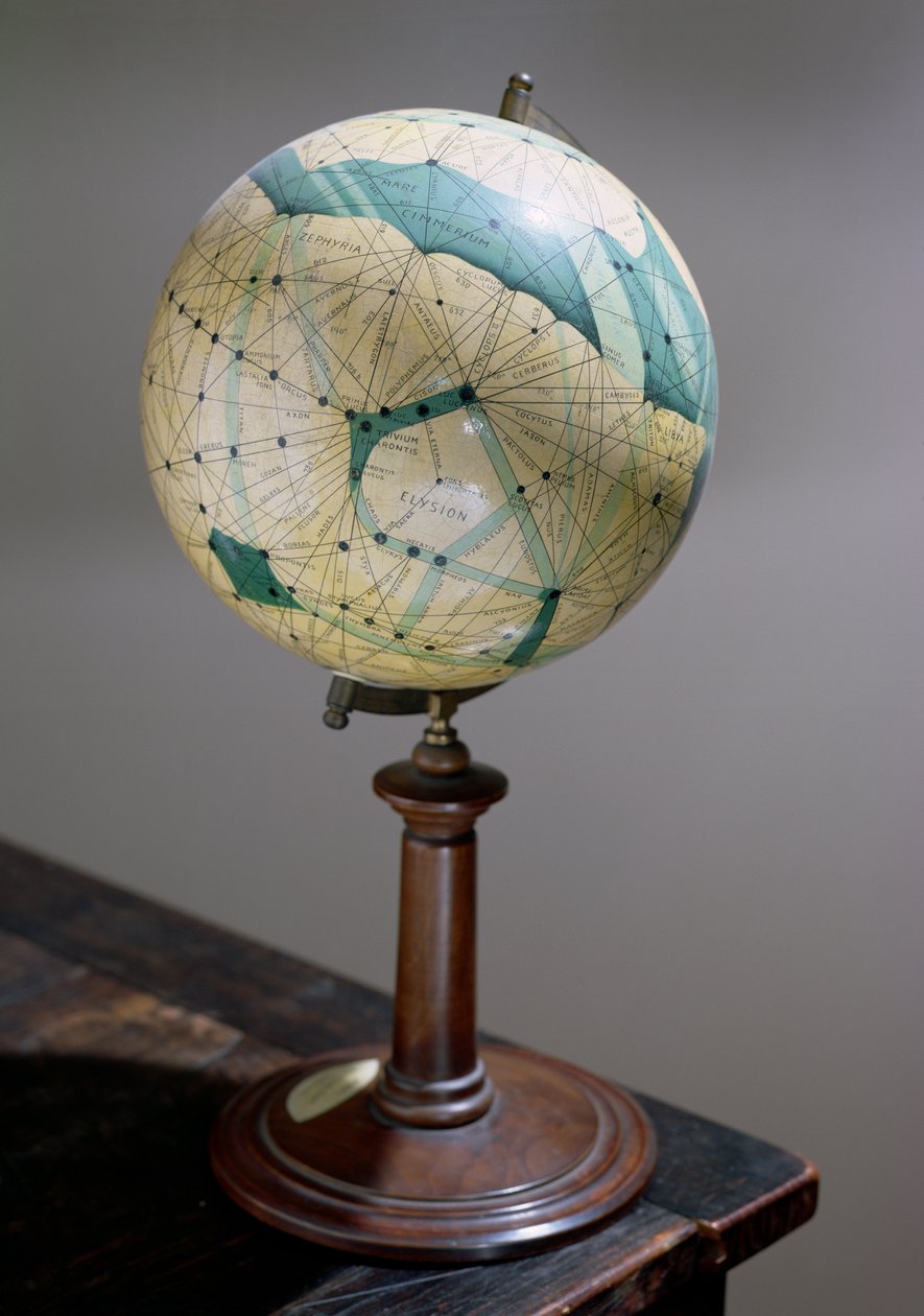 Globen av planeten Mars, tillverkad 1903-09 av Percival Lowell