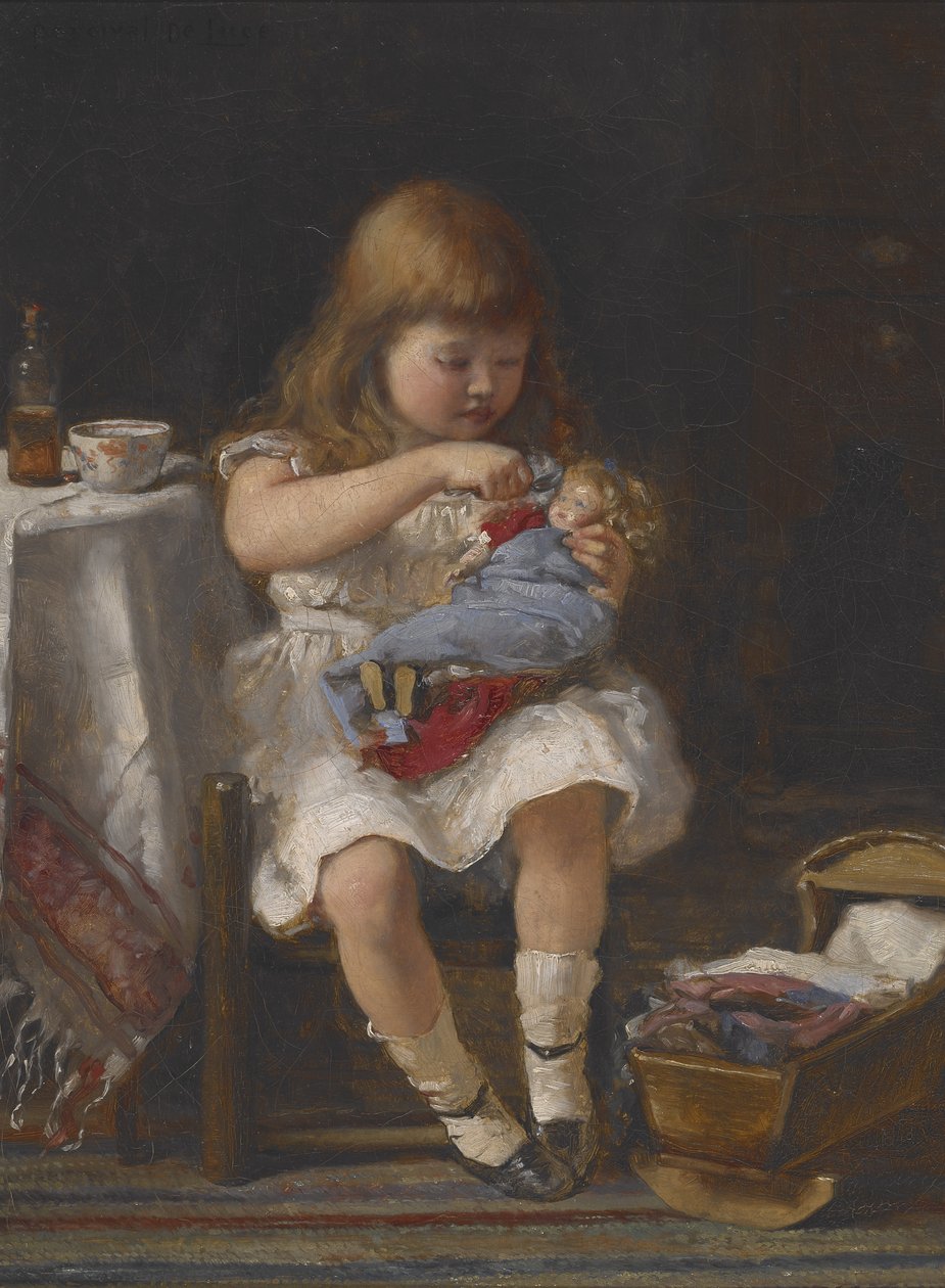 An Anxious Mother (olja på duk) av Percival de Luce
