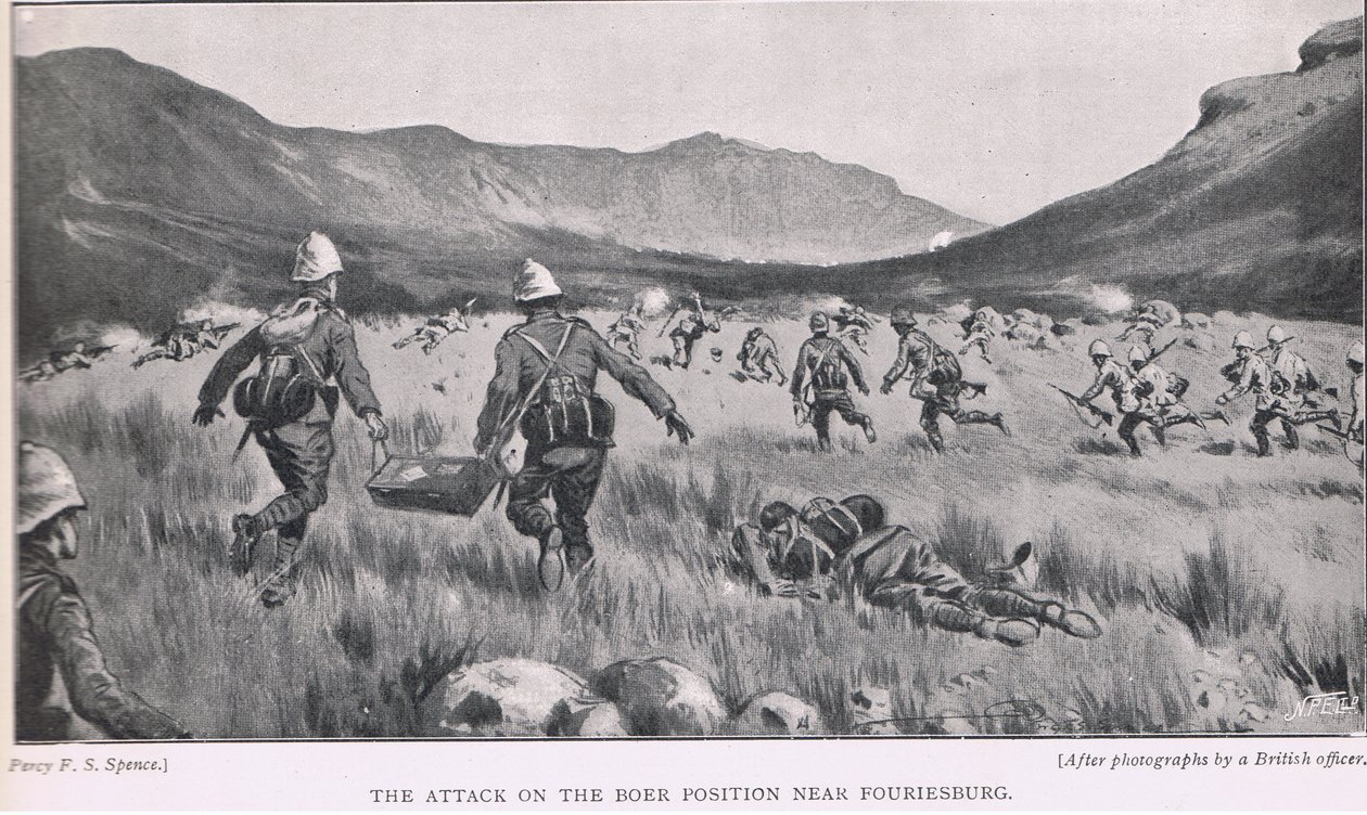 Attacken mot Boerpositionen nära Fouriesburg av Percy F.S. Spence