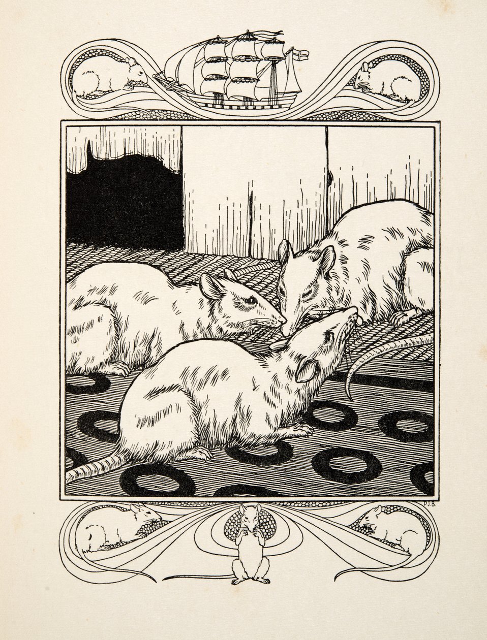 Filial Duty, från Hundra anekdoter av djur, pub. 1924 (gravyr) av Percy J. Billingshurst